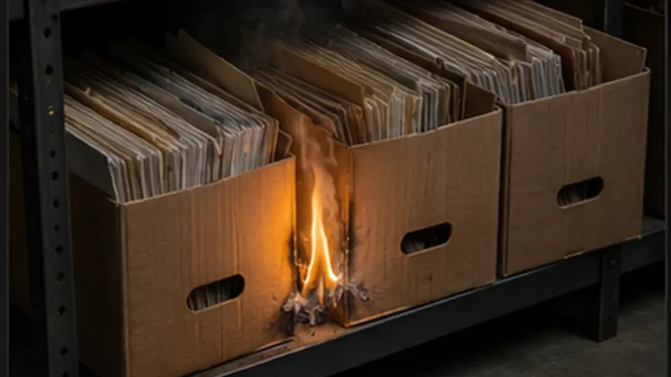 Escenario de fuego incipiente en cajas de archivo